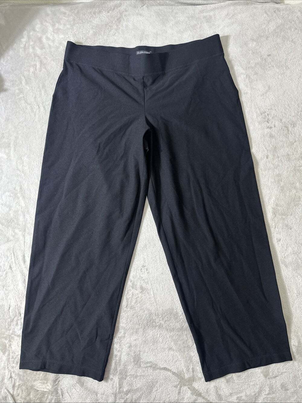 Eileen Fisher Women’s XL Black Stretch Knit Wide Leg Pants Made in USA